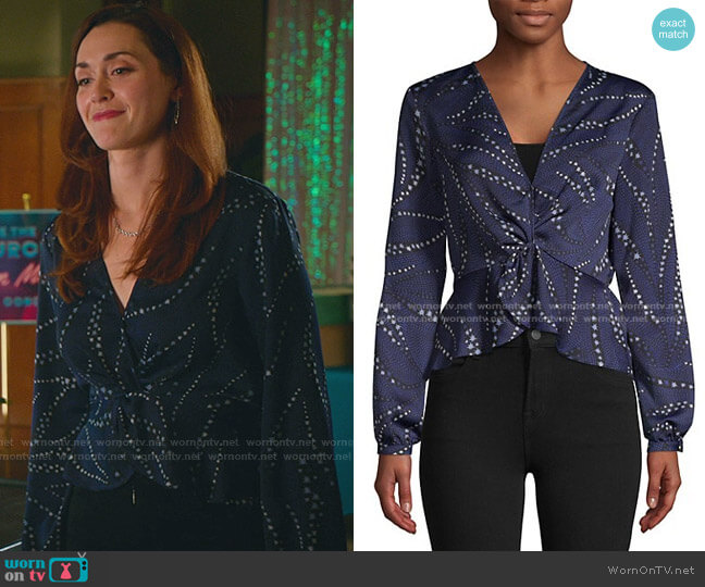 Long-Sleeve Twist-Front Top by BCBGeneration worn by Abigail Pershing (Sarah Power) on Good Witch