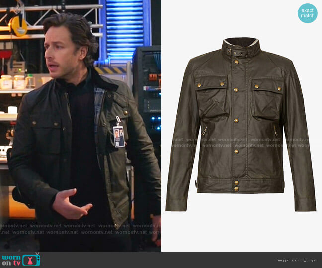 Racemaster Funnel-Neck Waxed Cotton Jacket by Belstaff worn by Josh Dallas on Manifest worn by Ben Stone (Josh Dallas) on Manifest