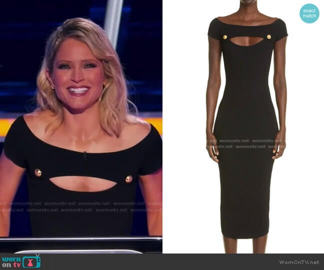 Rib Cutout Body-Con Midi Dress by Balmain worn by Sara Haines on The Chase