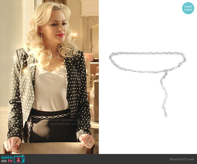 Silver Chain Belt by Black & Brown worn by Alexis Carrington (Elaine Hendrix) on Dynasty