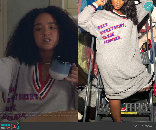 Black Designer Gray Sweatshirt by Six 20 worn by Kat Edison (Aisha Dee) on The Bold Type