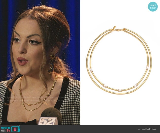 Delphine Layered Snake Chain Necklace by Bonheur Jewelry worn by Fallon Carrington (Elizabeth Gillies) on Dynasty