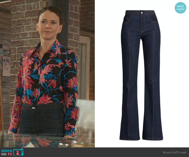 Braided Waist Flare Jeans by Chloe worn by Liza Miller (Sutton Foster) on Younger