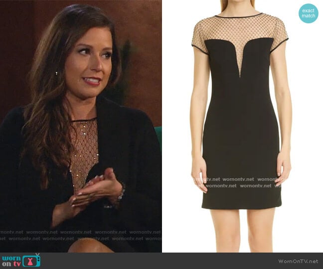 Kinsley Crystal Mesh Illusion Cocktail Dress by CDGNY By CD Greene worn by Katie Thurston on The Bachelorette