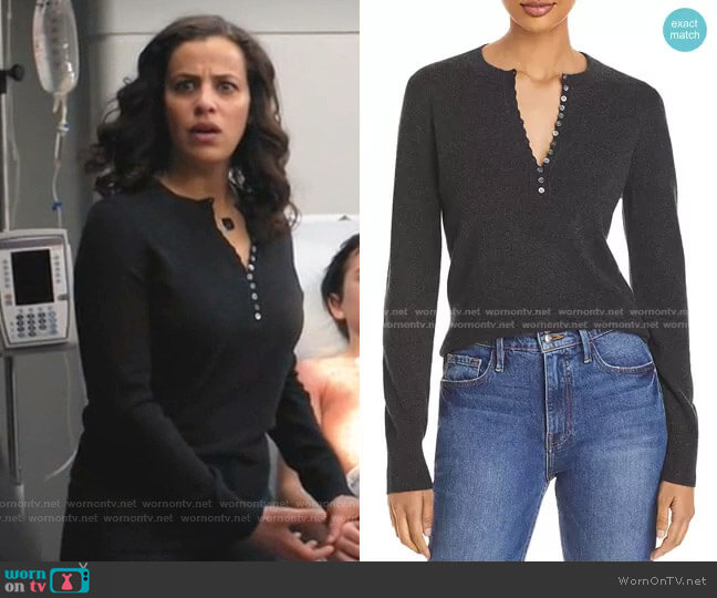 Cashmere Henley Sweater by Theory worn by Grace Stone (Athena Karkanis) on Manifest