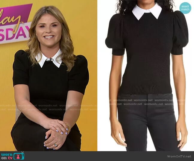 Chase Puff Sleeve Sweater with Removable Collar by Alice + Olivia worn by Jenna Bush Hager on Today