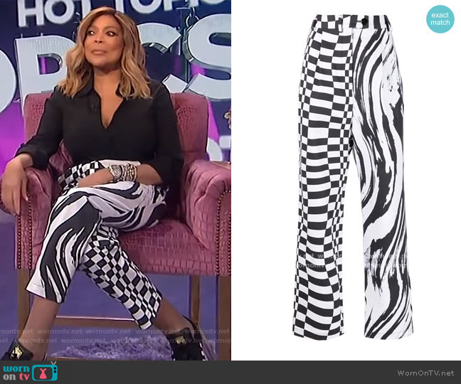 WornOnTV: Wendy’s black wrap blouse and printed pants on The Wendy ...