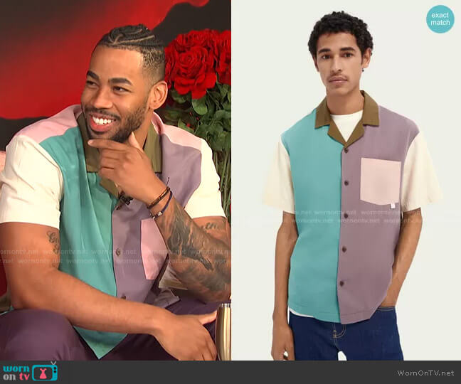 Colour Block Tencel Blend Shirt by Scotch & Soda worn by Mike Johnson on E! News Daily Pop