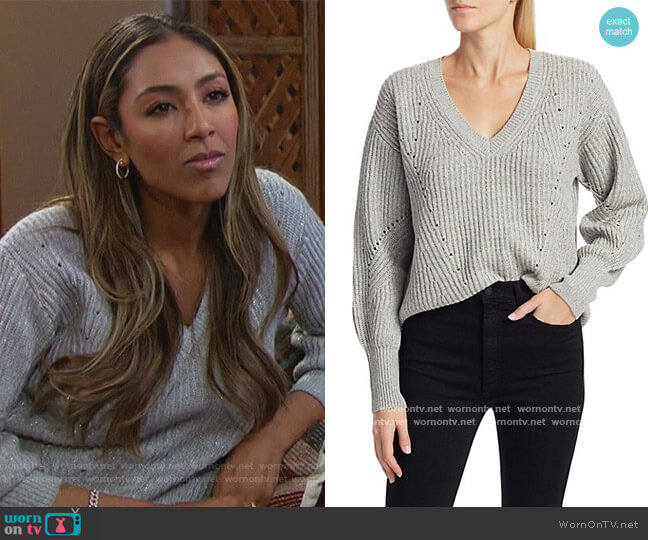 Shimmer Merino Wool Cashmere Sweater by Derek Lam 10 Crosby worn by Tayshia Adams on The Bachelorette