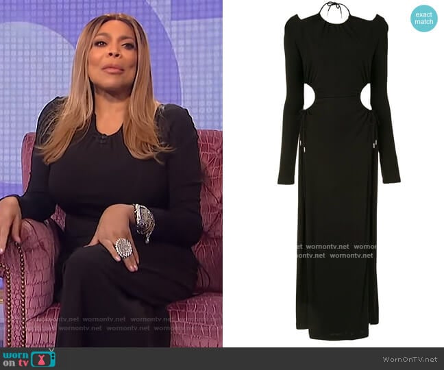 Cutout gathered jersey maxi dress by Dion Lee worn by Wendy Williams on The Wendy Williams Show