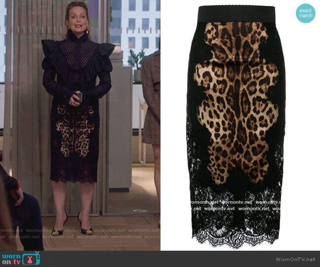 Leopard Print Pencil Skirt by Dolce & Gabbana worn by Jacqueline (Melora Hardin) on The Bold Type