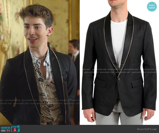 One Button Embellished Blazer by Dsquared2 worn by Patrick Blanco (Manu Rios) on Elite