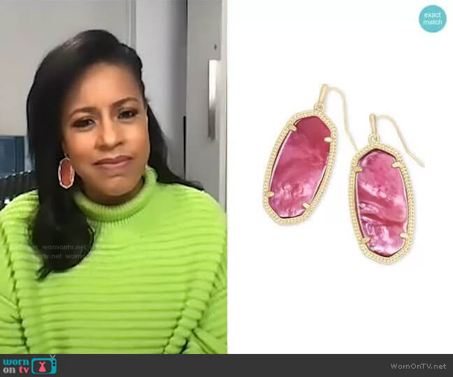 Elle Drop Earrings in Berry Illusion by Kendra Scott worn by Sheinelle Jones on Today