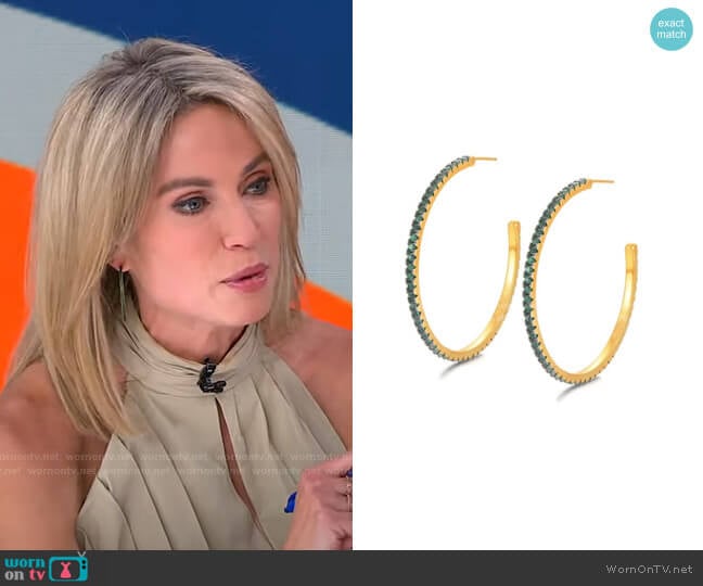 Emerald CZ Hoops by Accessory Concierge worn by Amy Robach on Good Morning America