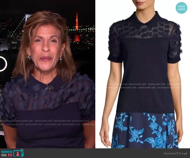 Fleurette Embellished Sweater by Draper James worn by Hoda Kotb on Today