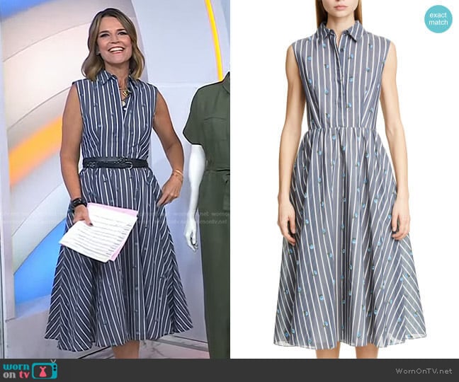 Floral Stripe Cotton & Silk Dress by Jason Wu worn by Savannah Guthrie on Today