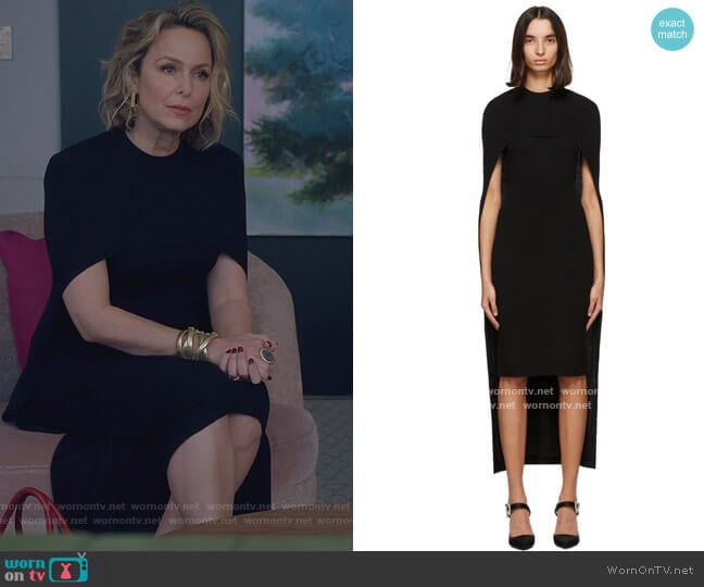 Black Wool Cape Dress by Givenchy worn by Jacqueline (Melora Hardin) on The Bold Type