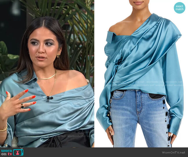 Halsey Asymmetric Silk Top by Hellessy worn by Erin Lim on E! News