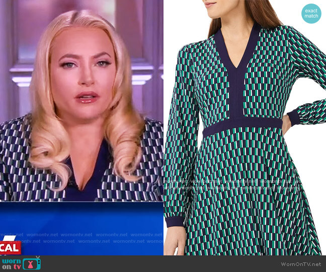 Samara Geo Print Jersey Fit & Flare Dress by Hobbs London worn by Meghan McCain on The View