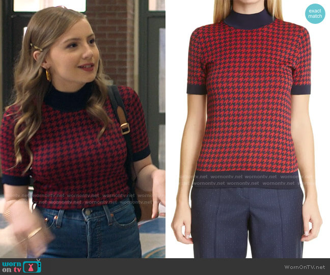 Boss Faryna Houndstooth Knit Top worn by Lake Meriwether (Bebe Wood) on Love Victor