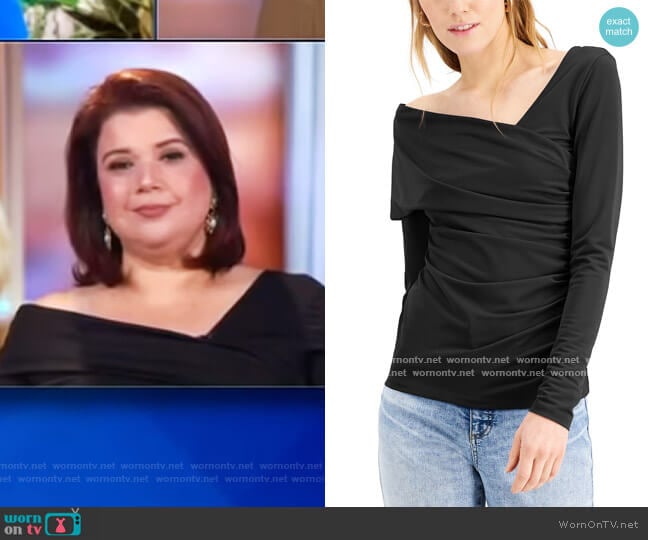 INC Asymmetrical Ruched Top by INC International Concepts worn by Ana Navarro on The View