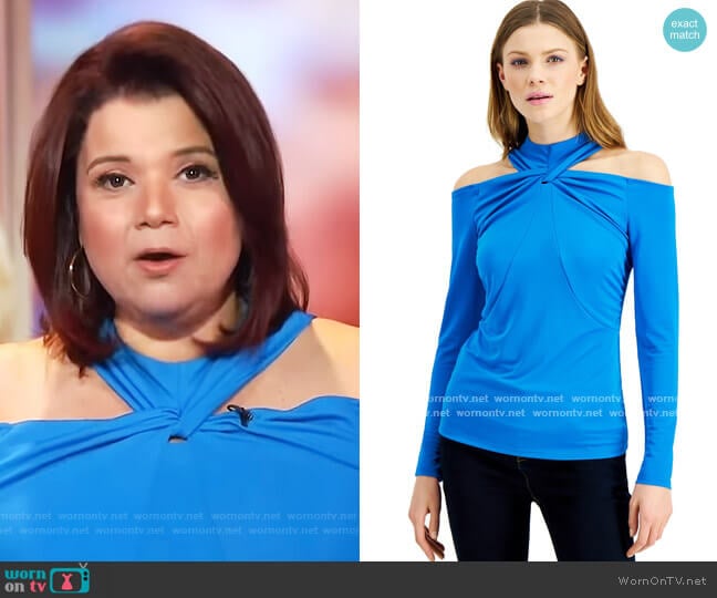 Twisted Cold-Shoulder Top by INC International Concepts worn by Ana Navarro on The View