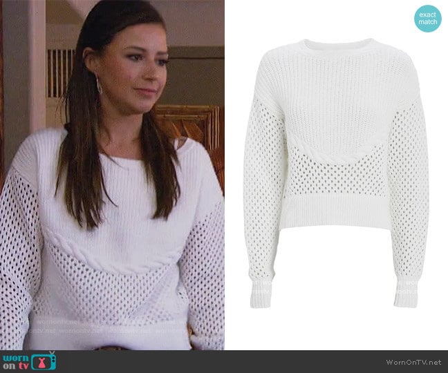 Claudine Open Knit Sweater by Intermix worn by Katie Thurston on The Bachelorette