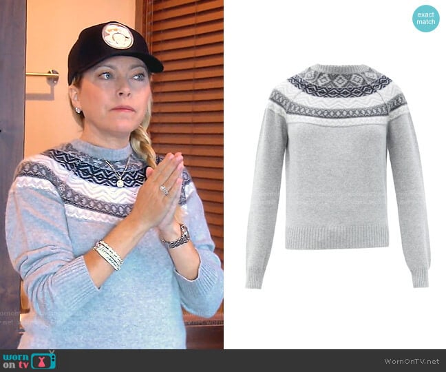 Lucia Fair Isle-Jacquard Cashmere Sweater by Johnstons of Elgin worn by Sutton Stracke on The Real Housewives of Beverly Hills