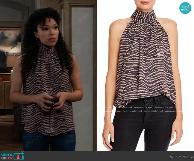 WornOnTV: Portia’s zebra stripe halter neck top on General Hospital ...