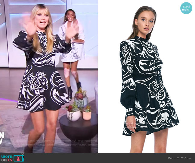 Puff Sleeve Mini Dress by Jonny Cota worn by Heidi Klum on The Talk