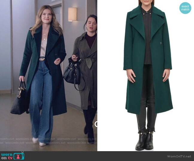 Paris Belted Coat by Karl Lagerfeld worn by Sutton (Meghann Fahy) on The Bold Type