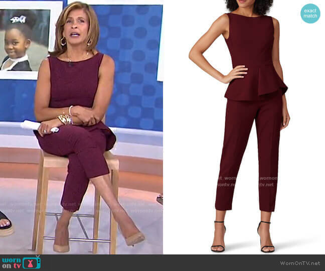 WornOnTV: Hoda’s burgundy peplum top and pants on Today | Hoda Kotb ...