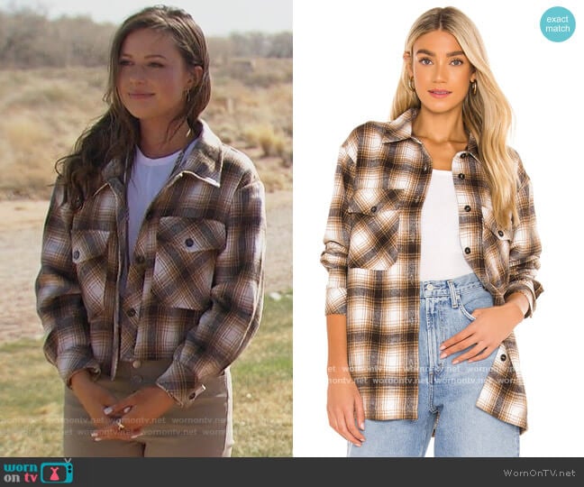 x REVOLVE Storm Plaid Shirt Jacket by Lamarque worn by Katie Thurston on The Bachelorette