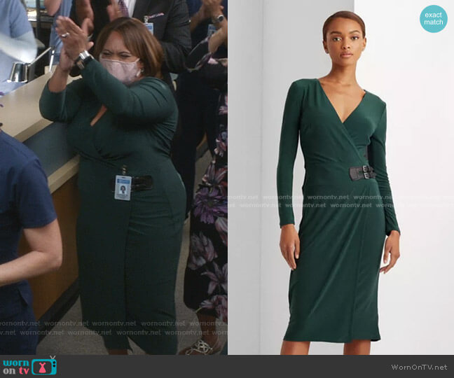 Buckled Jersey Dress by Lauren Ralph Lauren worn by Miranda Bailey (Chandra Wilson) on Greys Anatomy