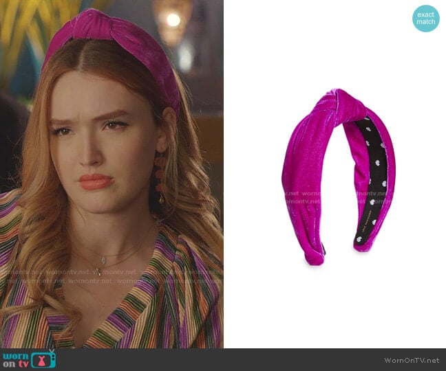 Velvet Knotted Headband by Lele Sadoughi worn by Kirby Anders (Maddison Brown) on Dynasty