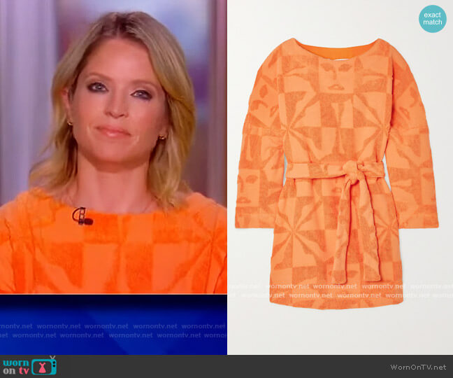 Sol belted cotton-terry mini dress by Lucy Folk worn by Sara Haines on The View