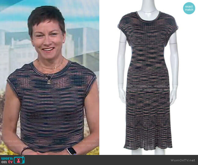 Multicolor Striped Knit Short Sleeve Midi Dress by M Missoni worn by Stephanie Gosk on Today
