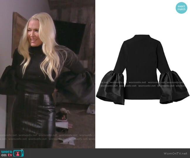 Taffeta Trimmed Turtleneck Top by Marques’ Almeida worn by Erika Jayne on The Real Housewives of Beverly Hills