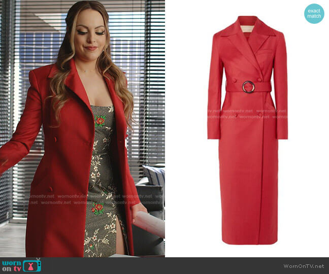 Belted Wool Coat by Materiel worn by Fallon Carrington (Elizabeth Gillies) on Dynasty