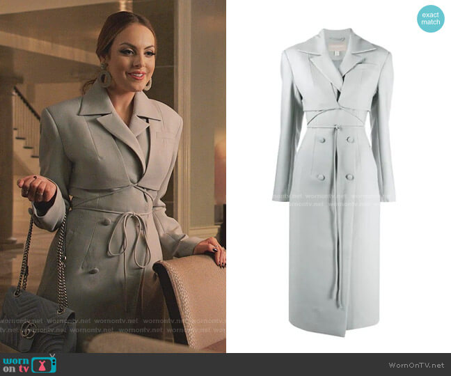 Tie-Waist Longline Coat by Materiel worn by Fallon Carrington (Elizabeth Gillies) on Dynasty