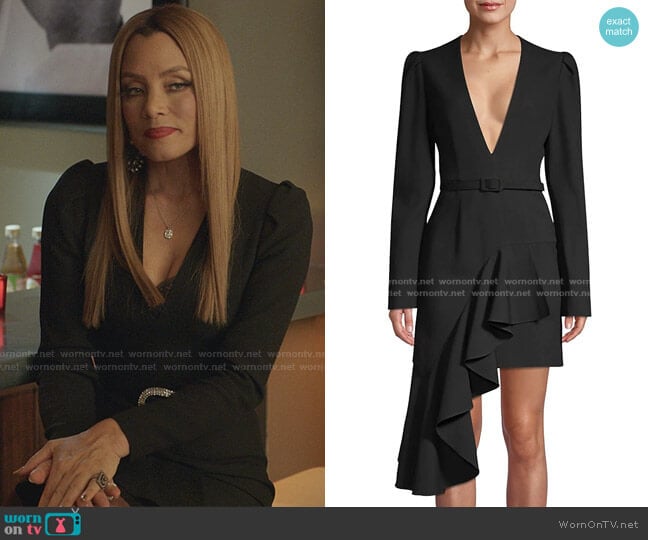 Asymmetric Ruffled Belted Mini A-Line Dress by Michael Kors worn by Dominique Deveraux (Michael Michele) on Dynasty