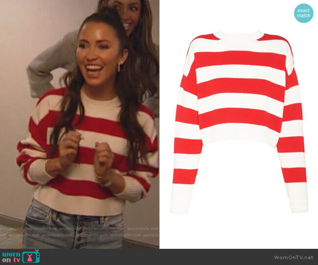 Embroidered Logo Striped Jumper by Miu Miu worn by Kaitlyn Bristowe on The Bachelorette