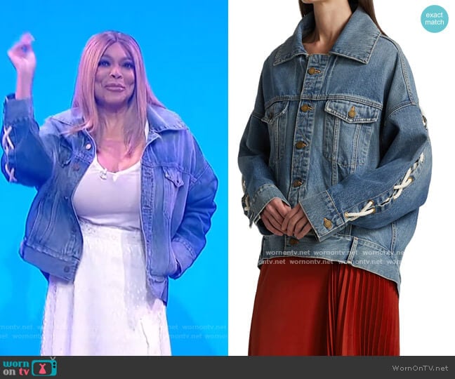 Lace-Up Denim Jacket by Monse worn by Wendy Williams on The Wendy Williams Show