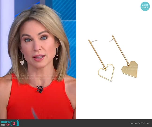 Open Heart Drops by Accessory Concierge worn by Amy Robach on Good Morning America