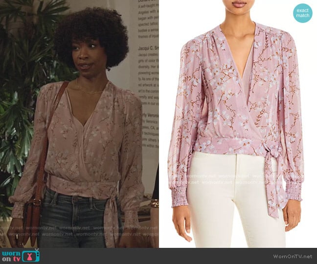 Margherita Floral-Print Silk Blouse by Paige worn by Grace James (Karimah Westbrook) on All American