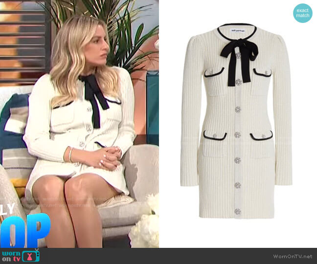 Wornontv Morgans Ivory Ribbed Tie Neck Mini Dress On E News Daily