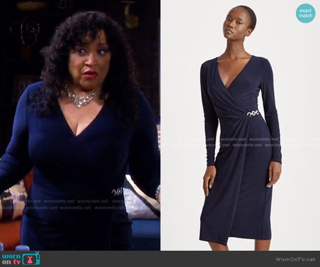 WornOnTV: Paulina's navy wrap dress on Days of our Lives | Jackée Harry |  Clothes and Wardrobe from TV