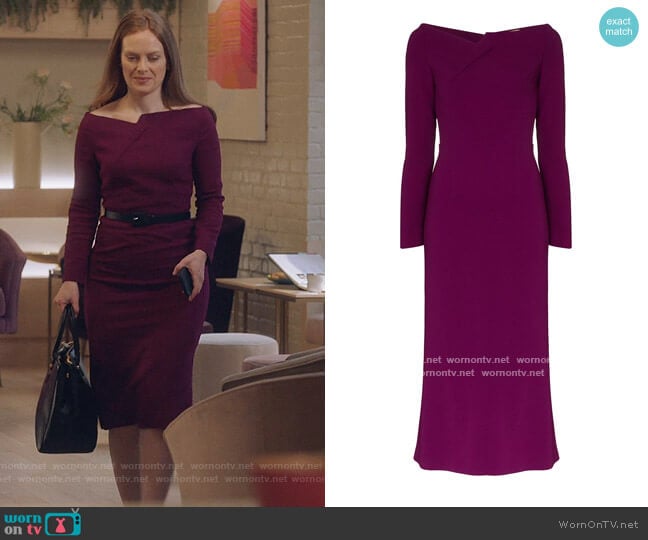 Romolo fitted midi dress by Roland Mouret worn by Alex Paxton-Beesley on The Bold Type