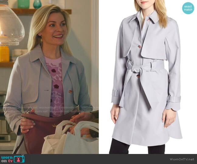 Scallop Detail Trench Coat by Ted Baker worn by Stephanie Borden (Kylee Evans) on Good Witch