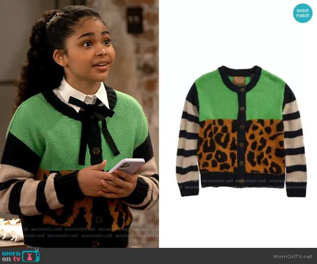 Scotch R'belle Color Block Cardigan worn by Millicent (Jaidyn Triplett) on iCarly